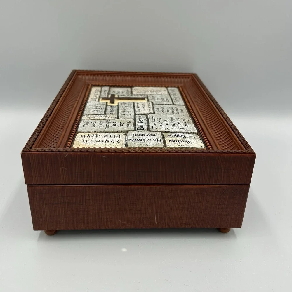 Sankyo Wooden Inspirational Music Jewelry Box‎ Religious